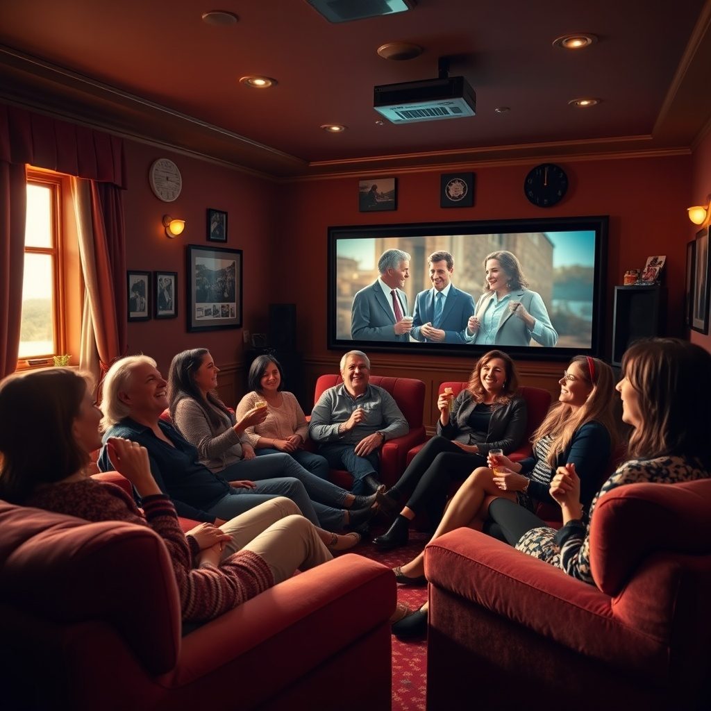 Private cinema screening setup