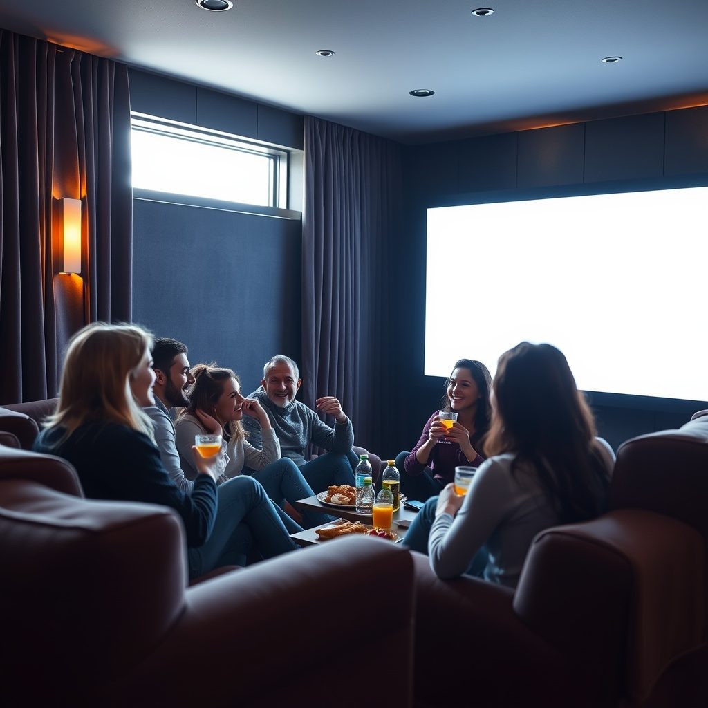Private cinema room with comfortable seating